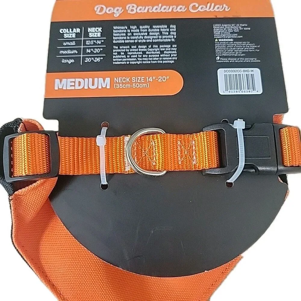 Whimsy Collection Dog Bandana Collar Candy Corn/Orange Reversible Med (14”-20”)